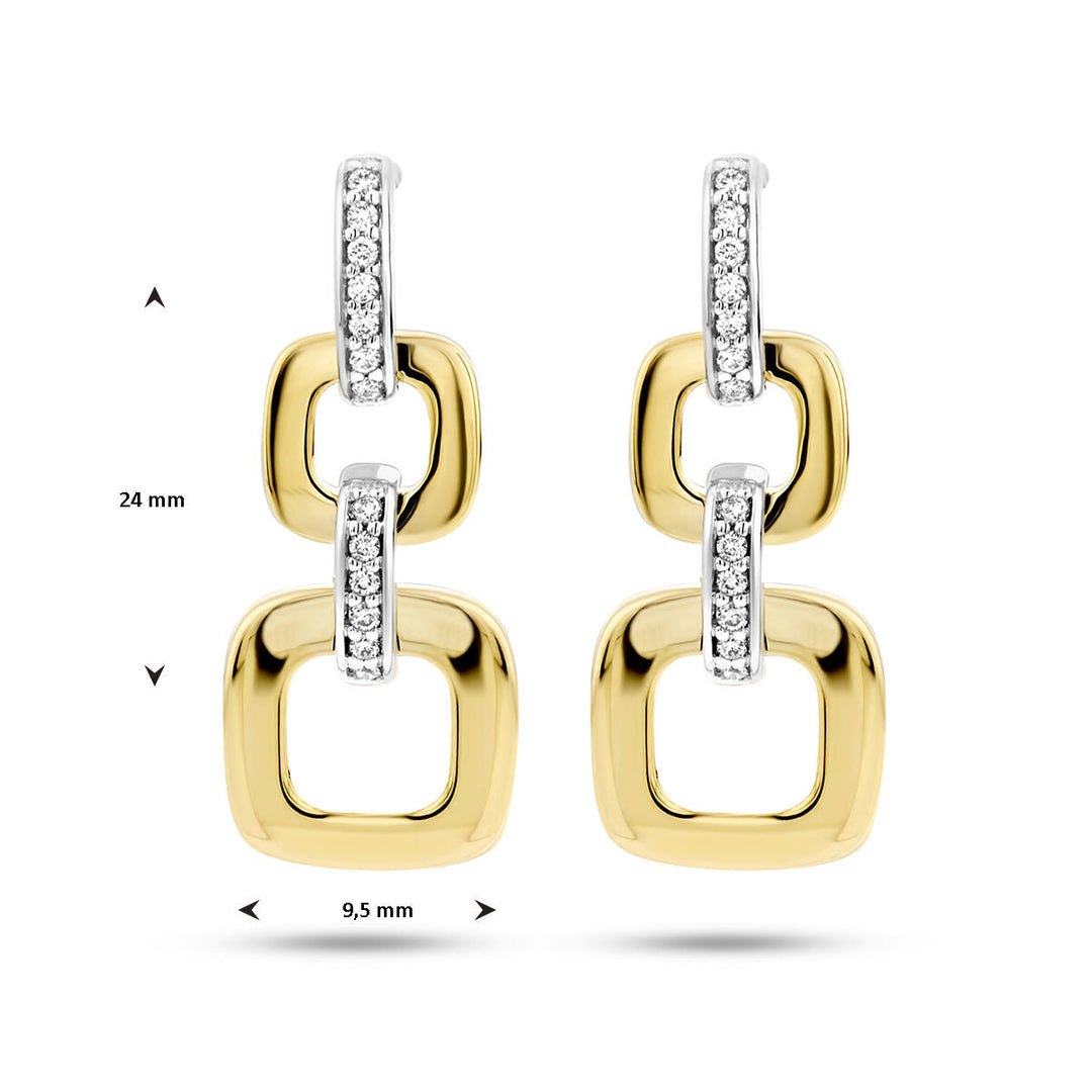 Ohrringe Gliederdiamant 0,11 ct (2x 0,055 ct) h si 14K Bicolor-Gold gelb/weiß