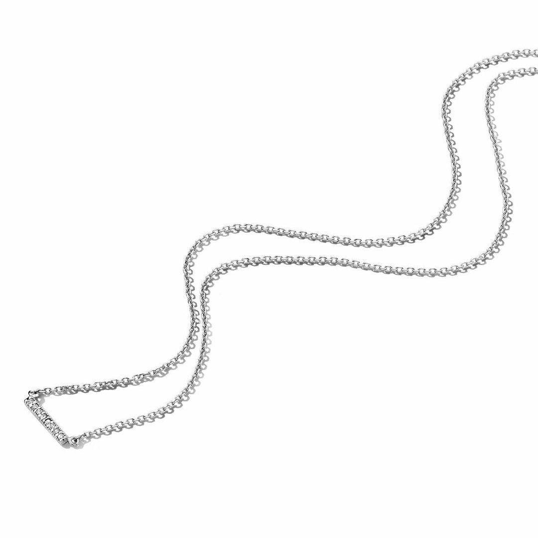 Goldene Damenhalskette mit Diamanten aus 14-karätigem Weißgold