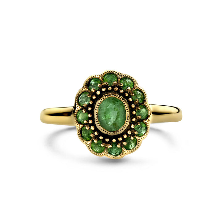 Smaragdring 14K Gelbgold