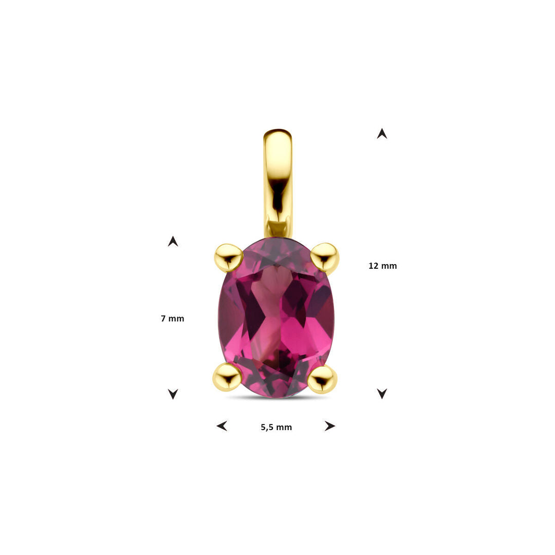 Anhänger rosa Rhodolit 14K Gelbgold