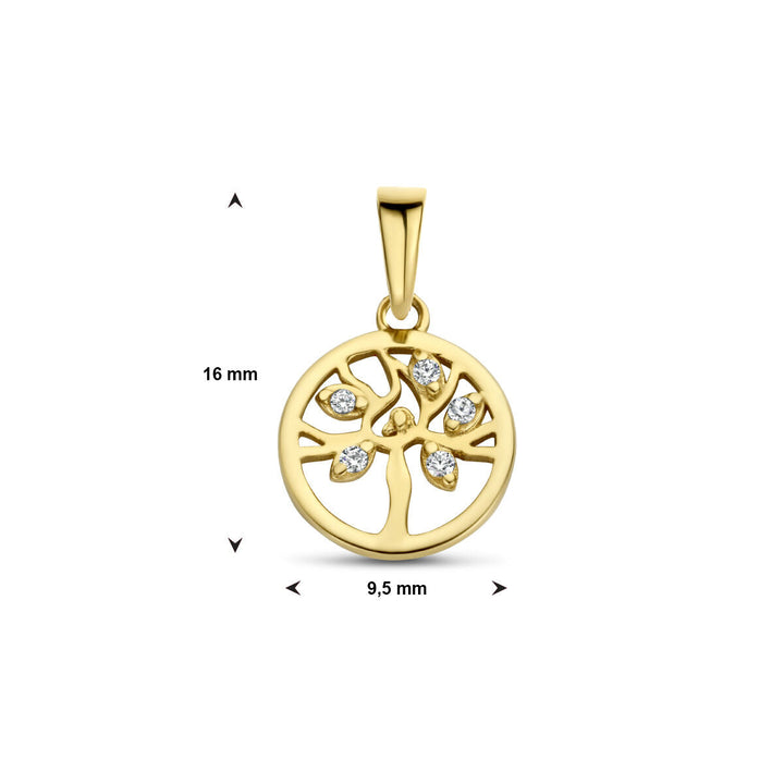 Anhänger Lebensbaum Zirkonia 14K Gelbgold