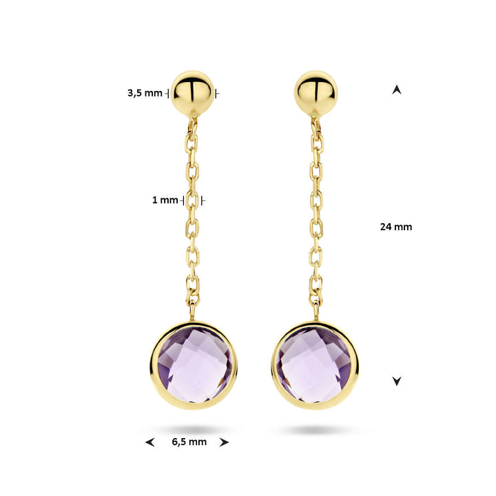 Amethyst-Ohrringe aus 14-karätigem Gelbgold