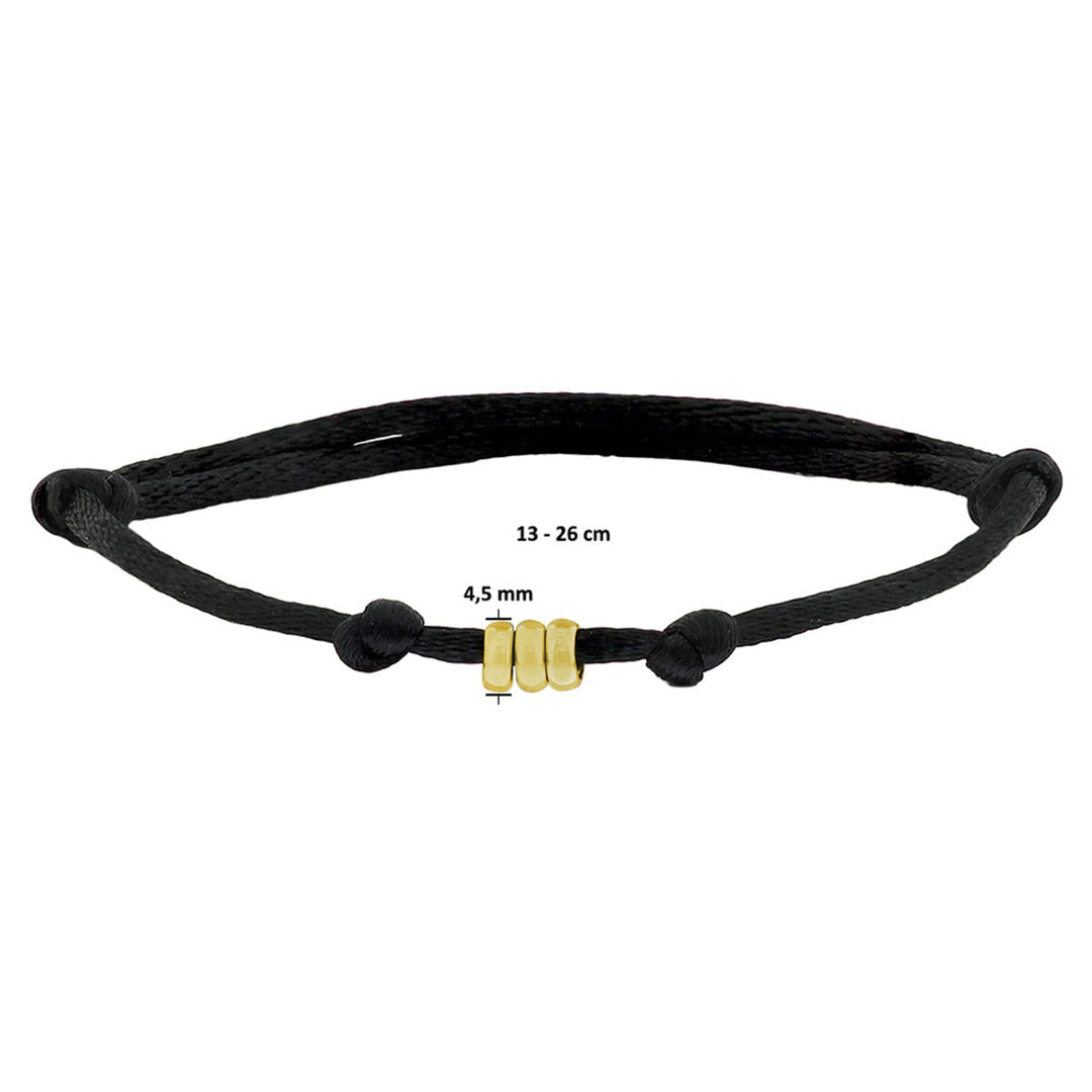 Armband satiniert 14K Gold mit Kautschuk/Nylon/Leder