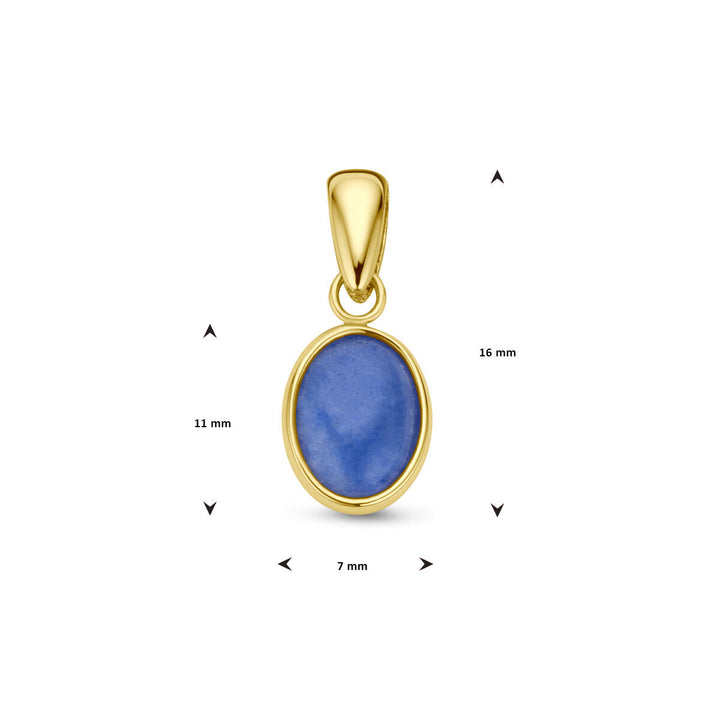 Anhänger blauer Quarz 14K Gelbgold