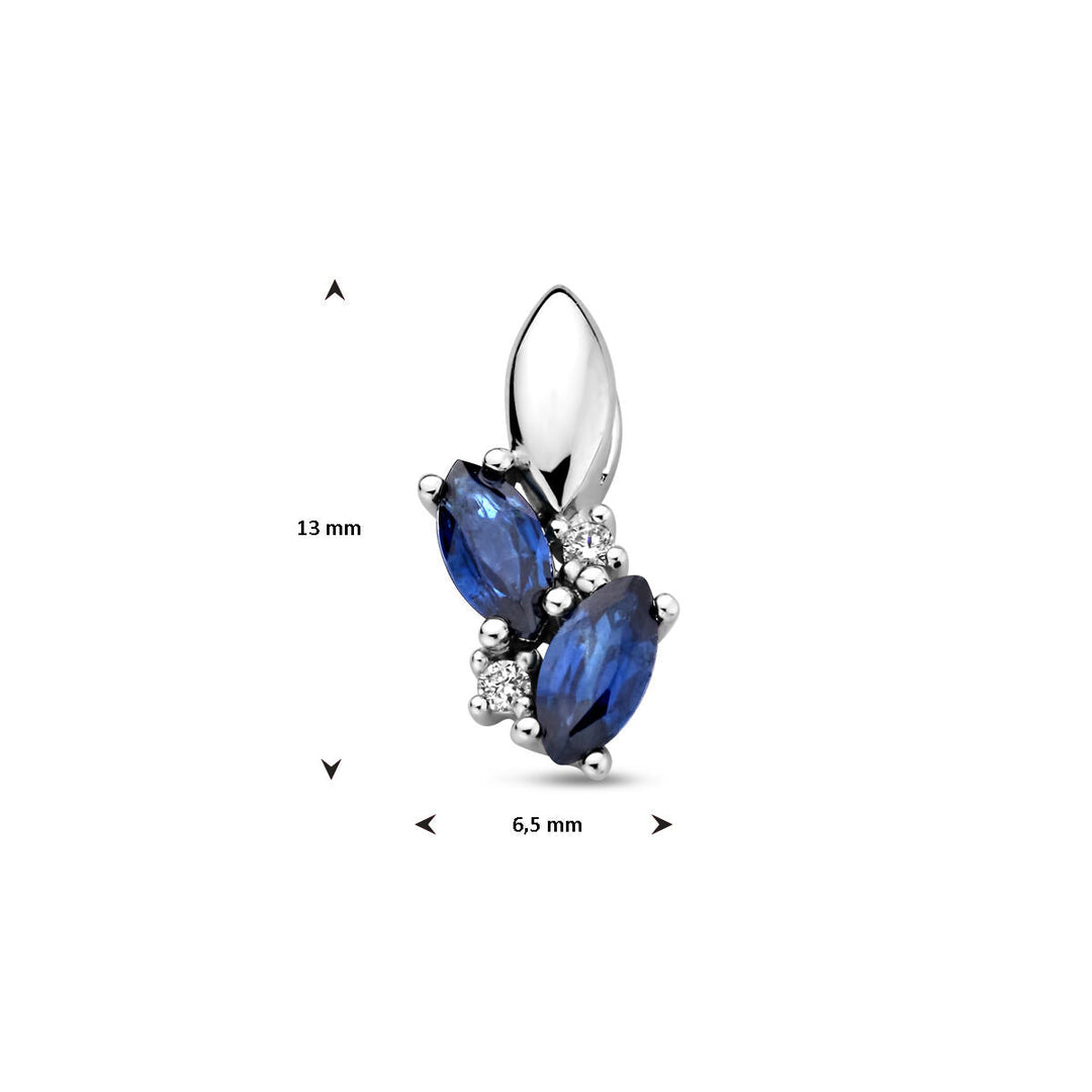 Anhänger Saphir und Diamant 0,02 ct h p1 14K Weißgold