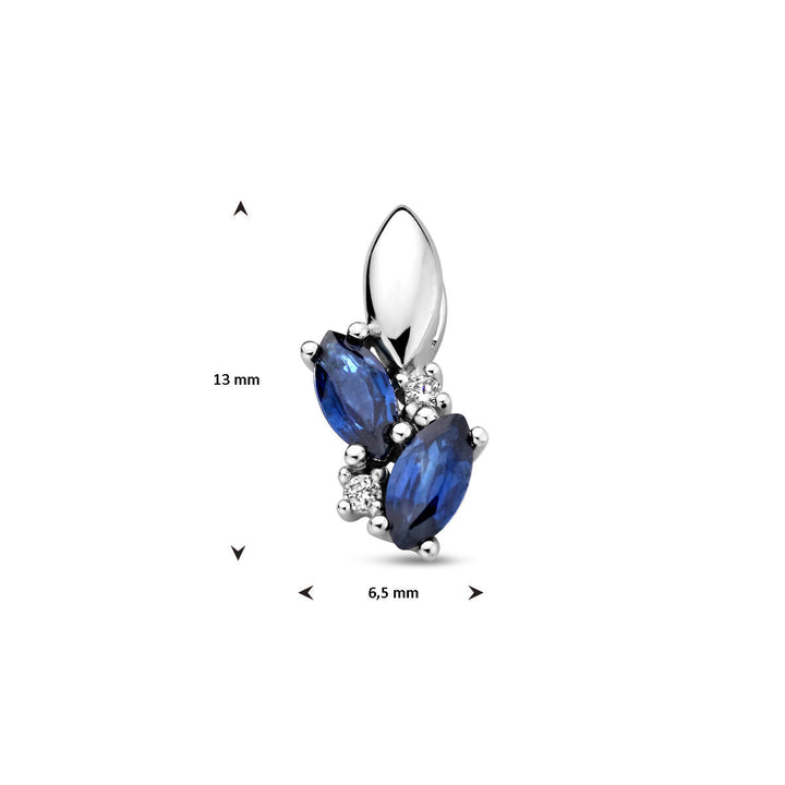 Anhänger Saphir und Diamant 0,02 ct h p1 14K Weißgold