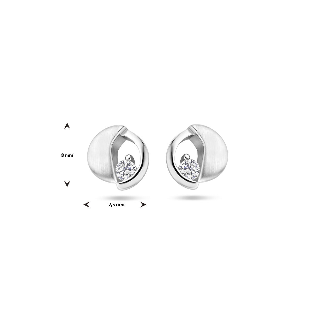 Ohrstecker Zirkonia Poly/Silber matt rhodiniert