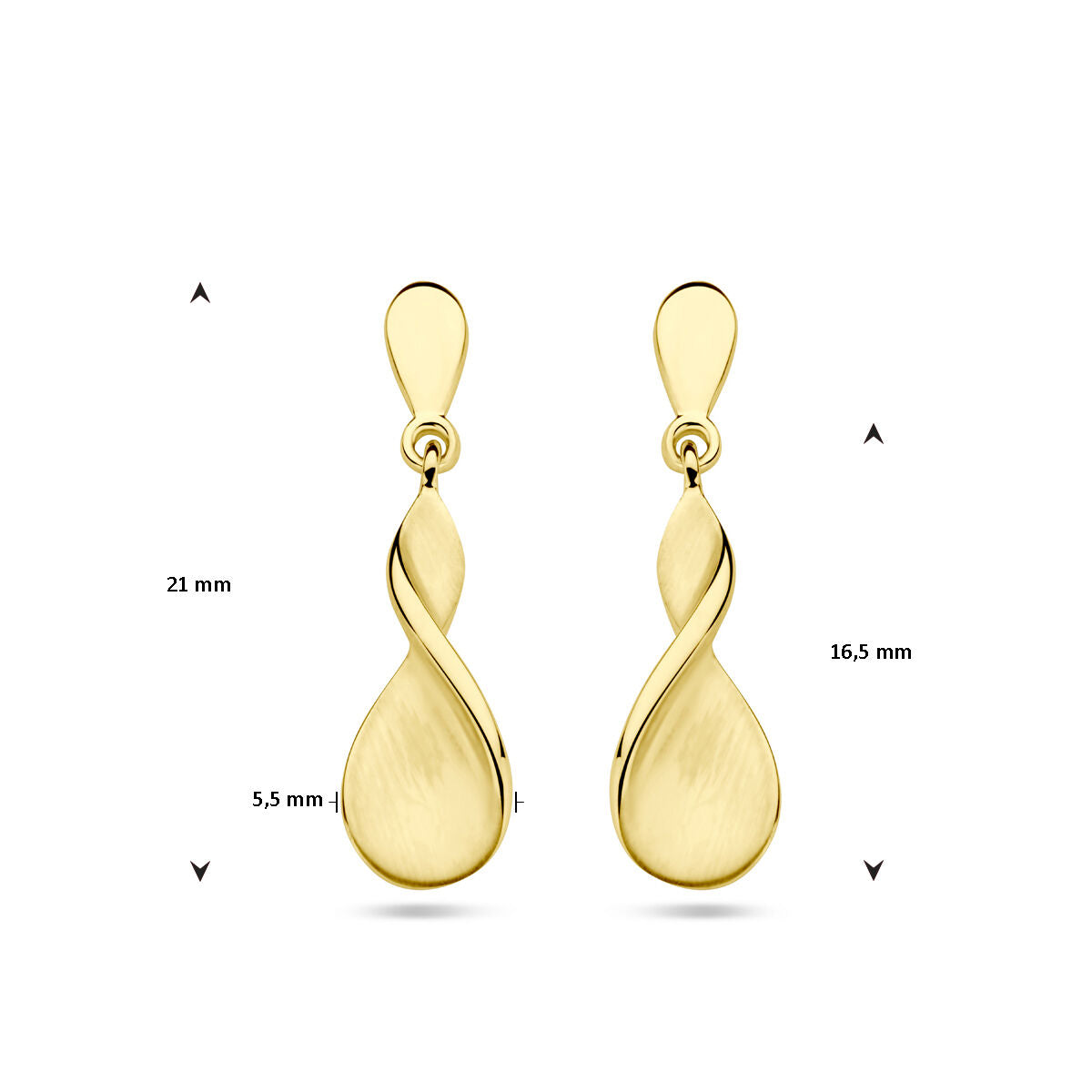 Ohrringe poliert/matt 14K Gelbgold