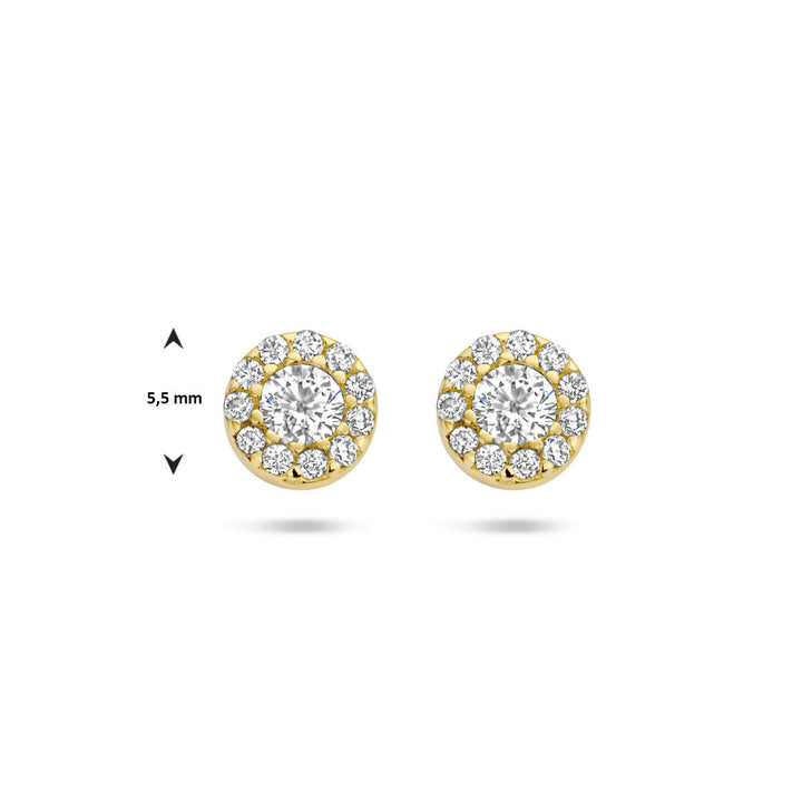 Ohrstecker Zirkonia Halo 14K Gelbgold