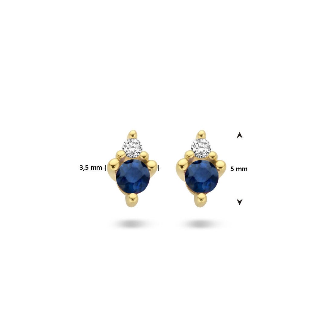 Ohrstecker Saphir und Diamant 0,02 ct (2x 0,01 ct) h p1 14K Gelbgold