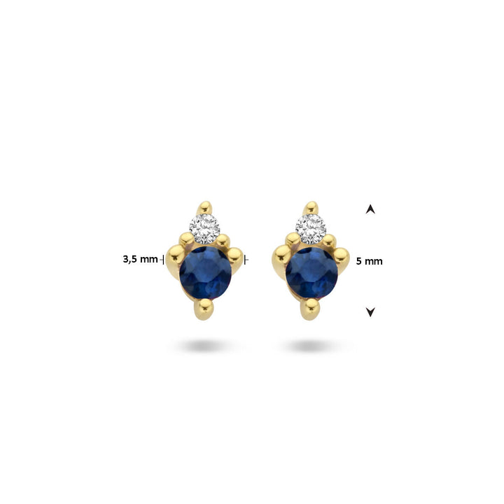 Ohrstecker Saphir und Diamant 0,02 ct (2x 0,01 ct) h p1 14K Gelbgold