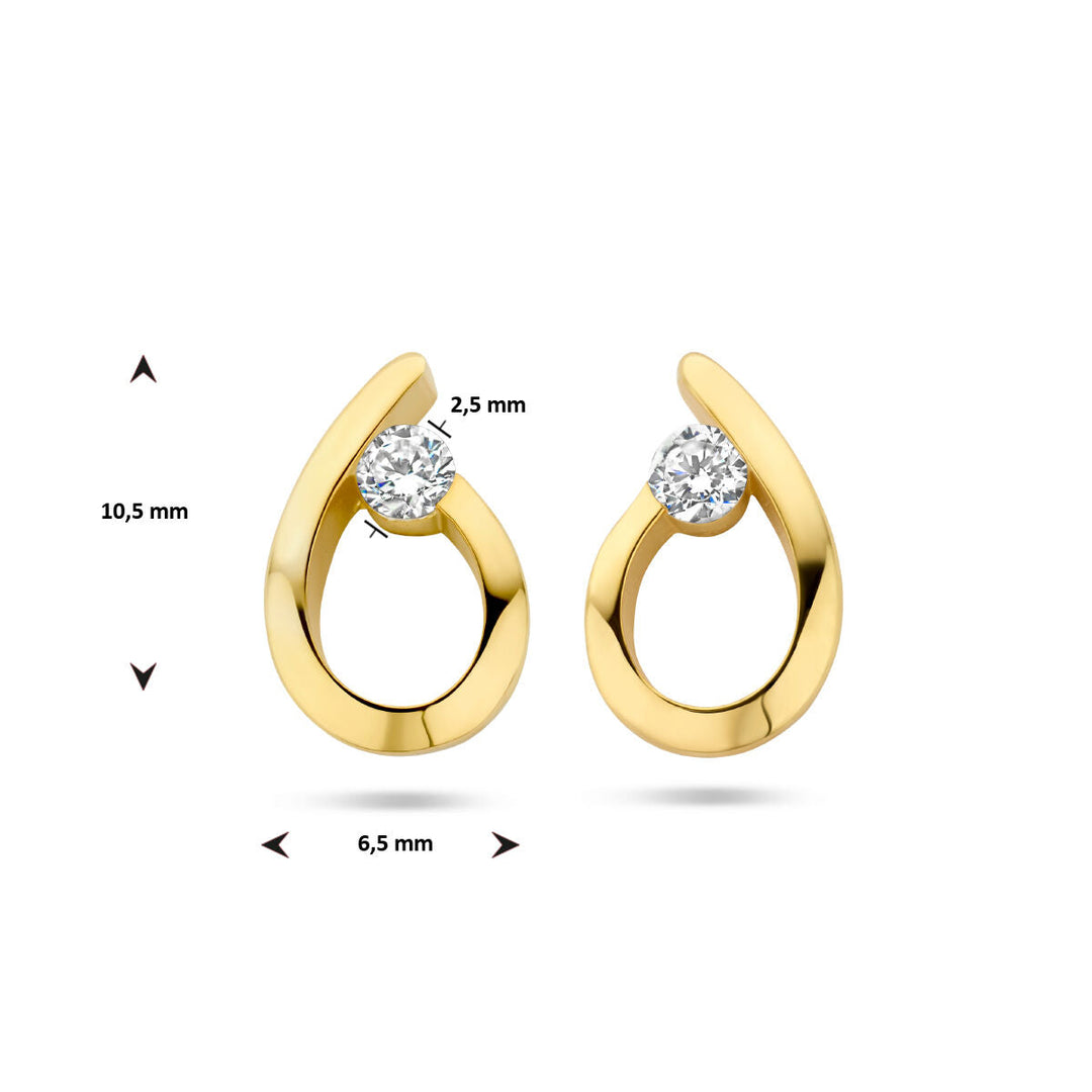 Ohrstecker Tropfen Zirkonia 14K Gelbgold