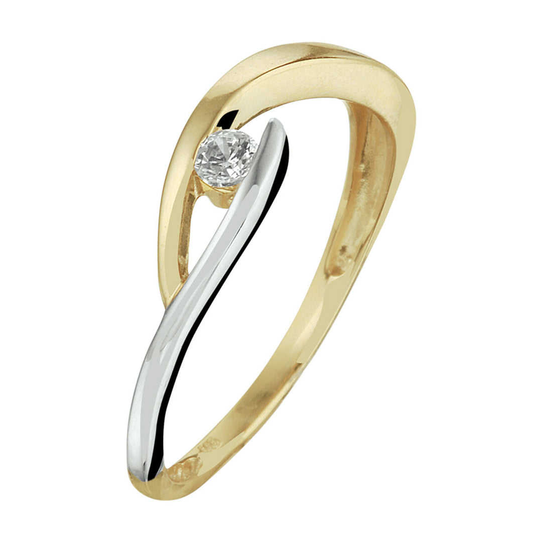 Ring Zirkonia 14K Bicolor Gold Gelb/Weiß