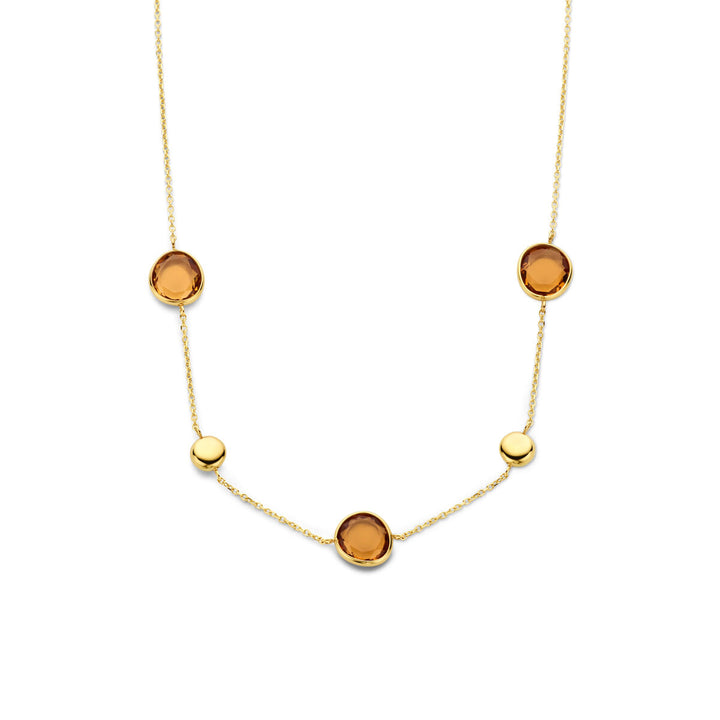 Citrin-Halskette 40 - 42 -44 cm 14K Gelbgold