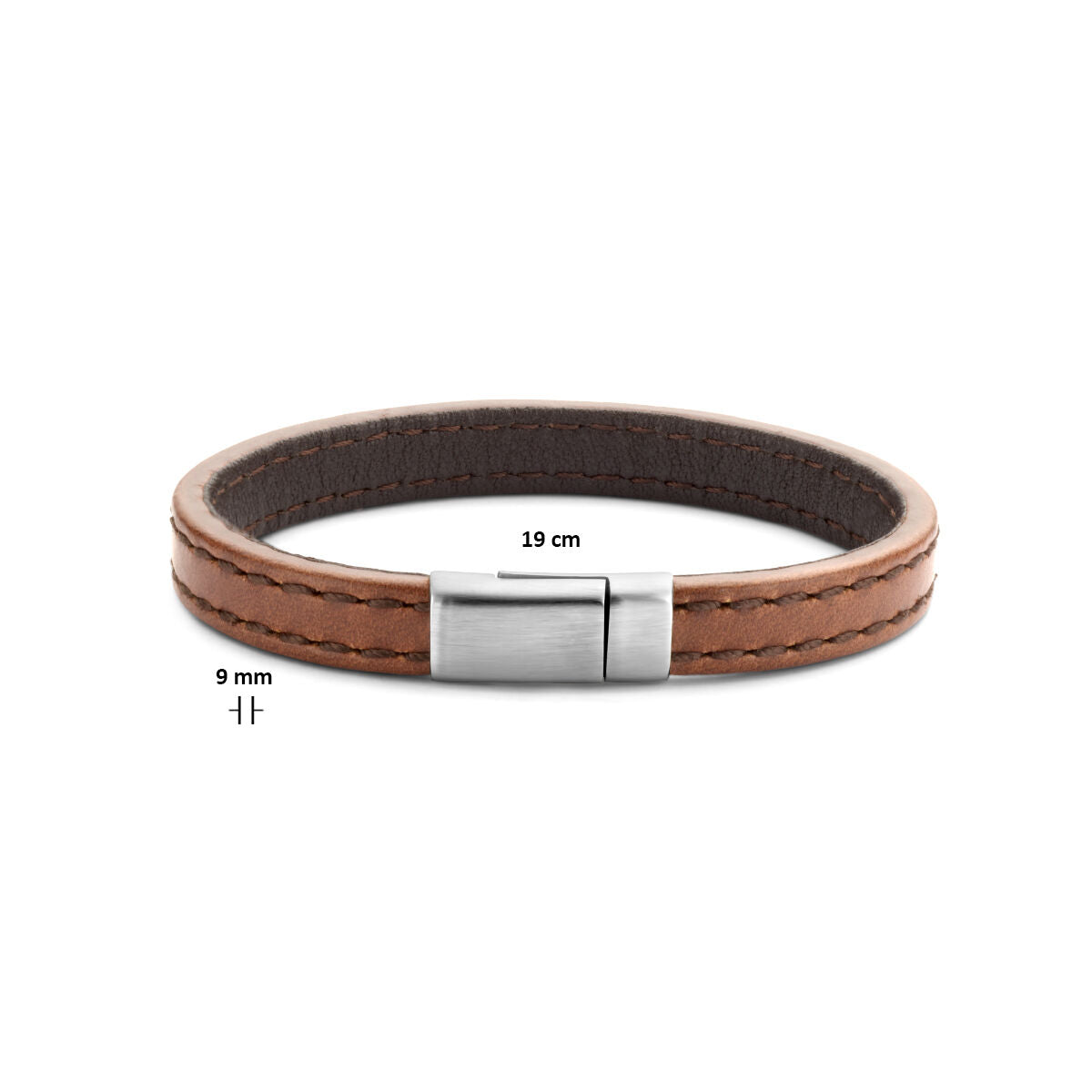 Armband Leder braun 9,0 mm Edelstahl