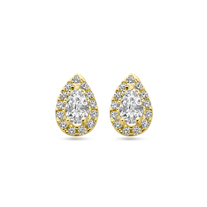 oorknoppen druppel en zirkonia 8,5 mm 14K geelgoud