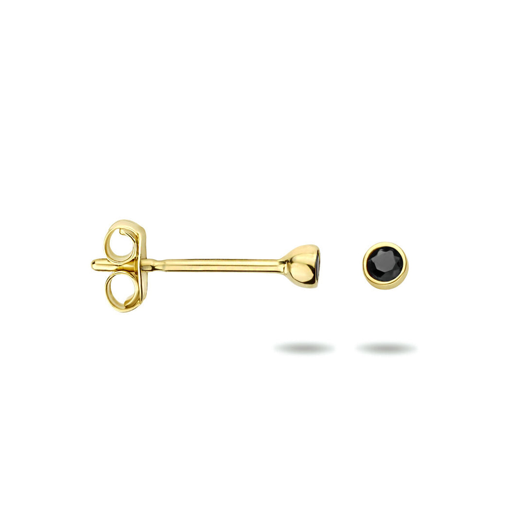 Ohrstecker schwarzer Zirkonia 14K Gelbgold
