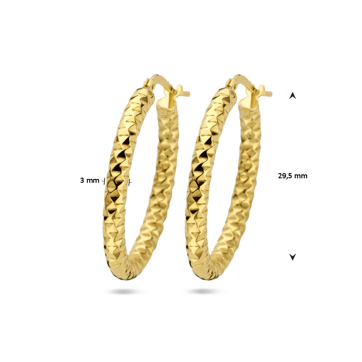Ohrringe 3,0 mm Rundrohr diamantiert 1 Mikron Silber vergoldet (gelb)