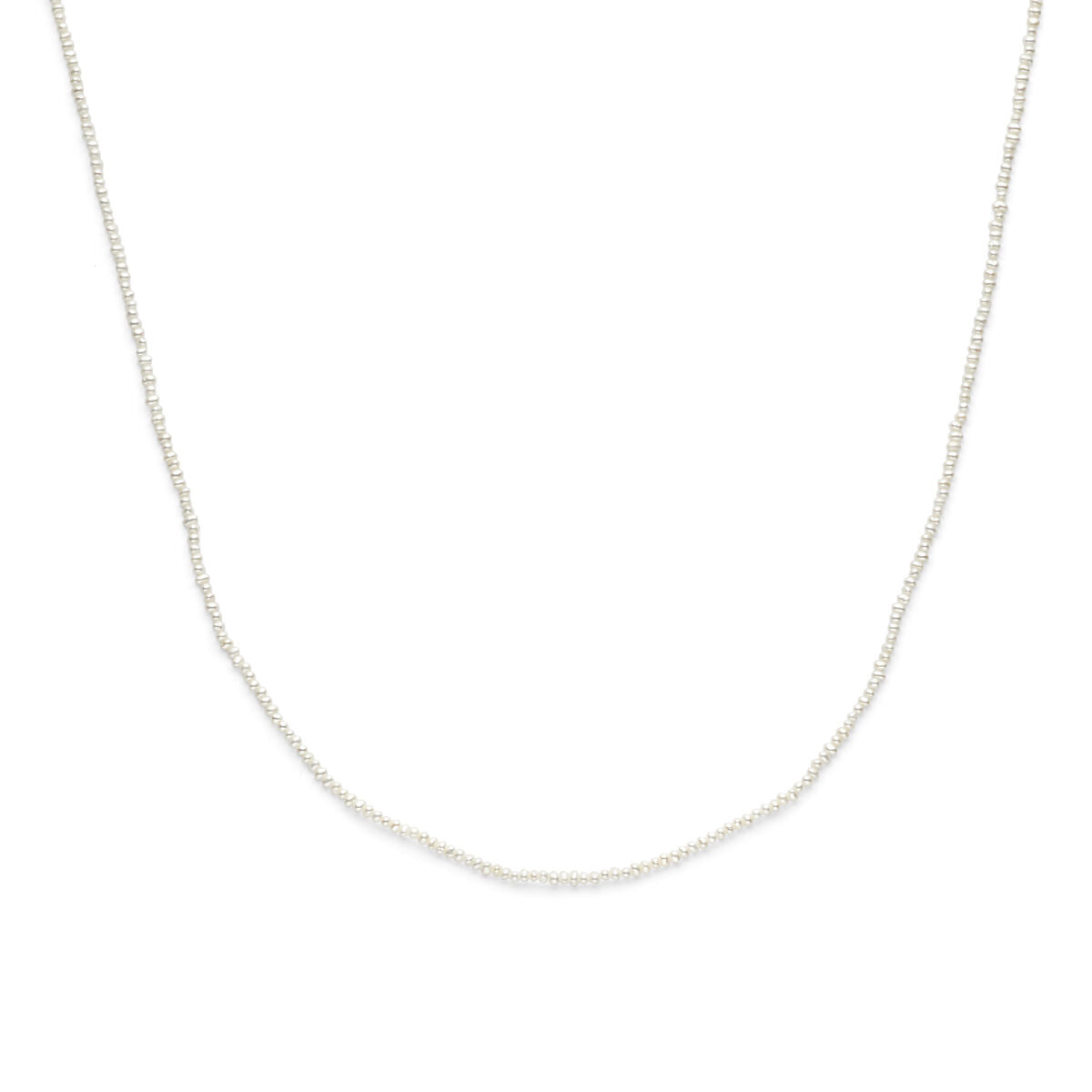 Halskette aus rhodiniertem Silber mit kleinen Perlen, Länge 41-45 cm