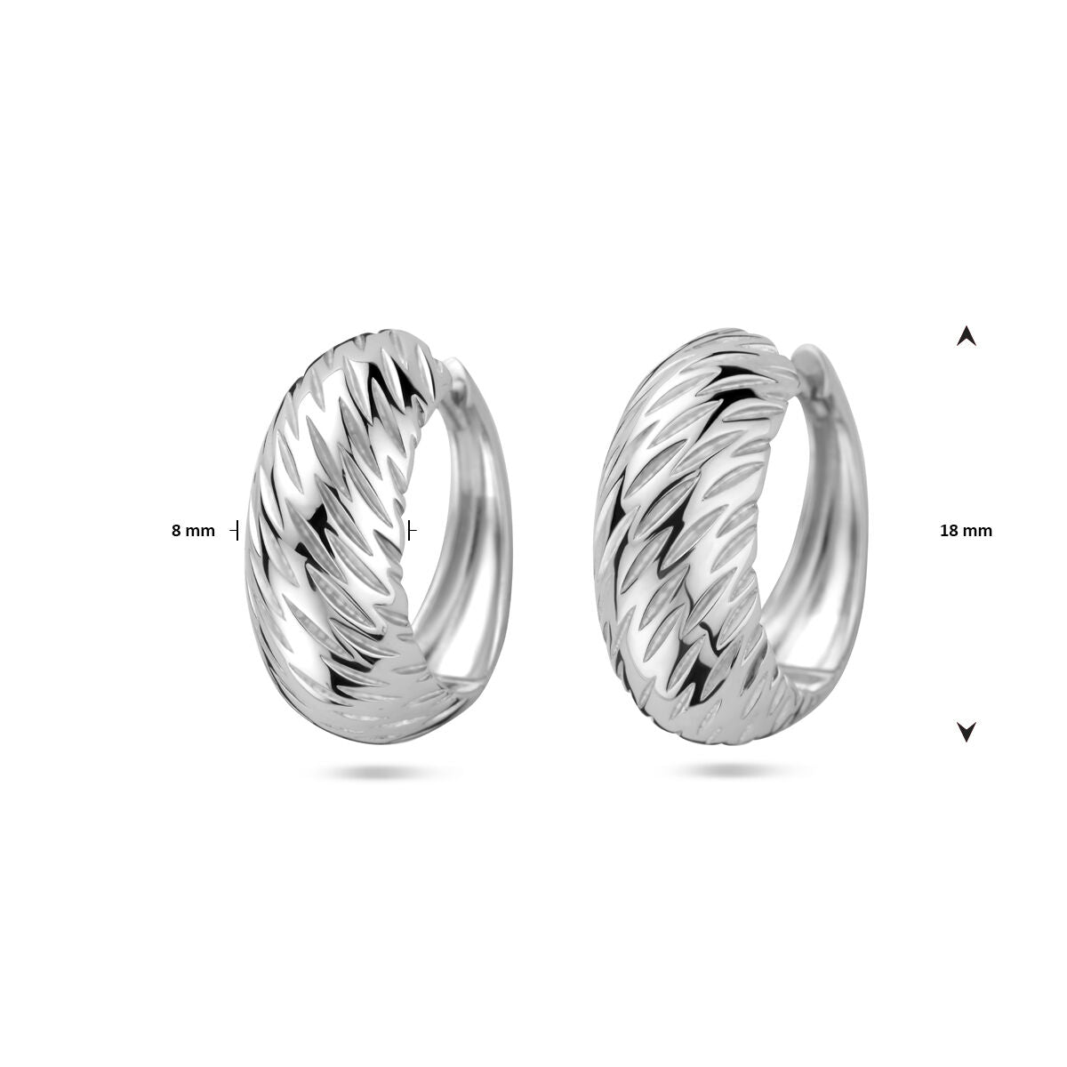 Klappohrringe poliert/matt 18 mm Silber rhodiniert