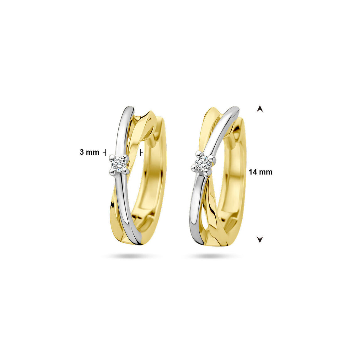 Ohrhänger Diamant 0,03 ct (2x 0,015 ct) h si 14K Bicolor-Gold gelb/weiß
