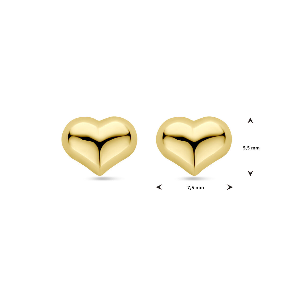 Ohrstecker Herzchen 5,5 mm 14K Gelbgold