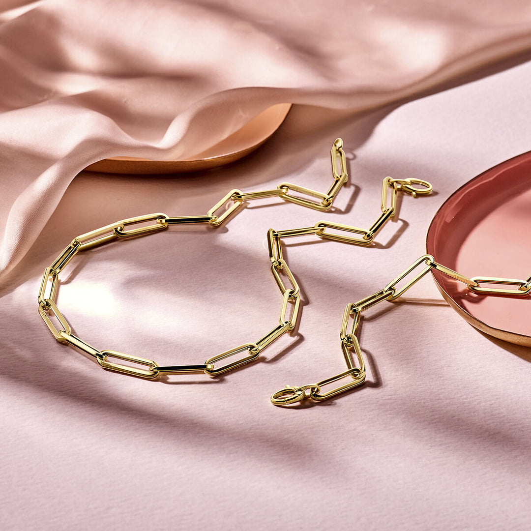 Goldarmband Damen Büroklammer Vierkantrohr 14K