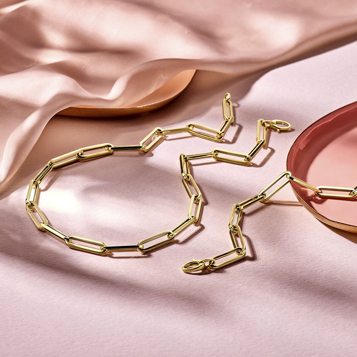 Goldarmband Damen Büroklammer Vierkantrohr 14K