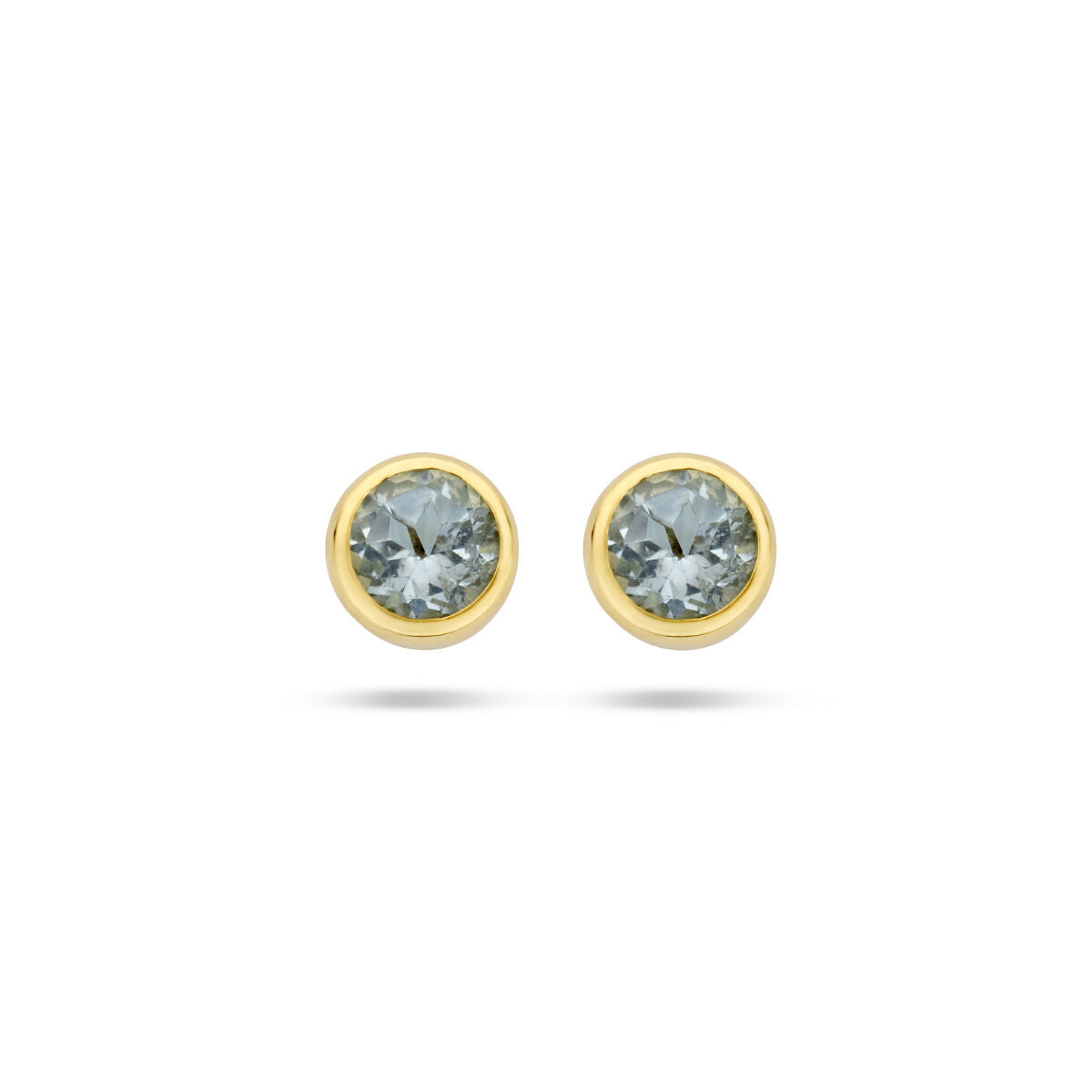 Ohrstecker aus 14K Gelbgold mit blauen Topasen in runder Fassung