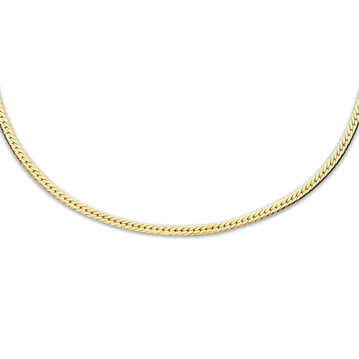 Collier aus 3 Mikron vergoldetem Silber mit flachem, 1,7 mm breitem Design und einer Länge von 40 + 5 cm
