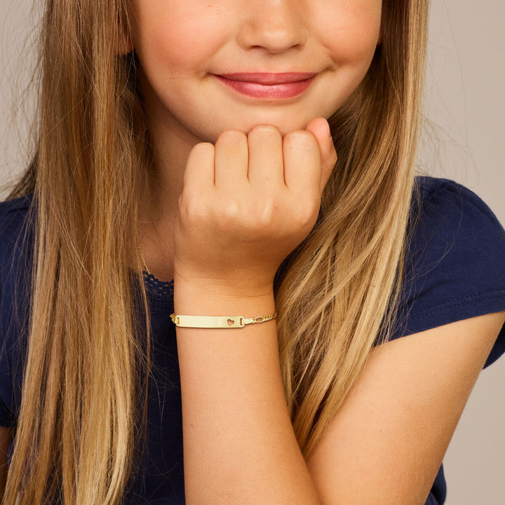 9K Gravur Armband Herzplättchen 4,0 mm 9K Gelbgold gefärbt