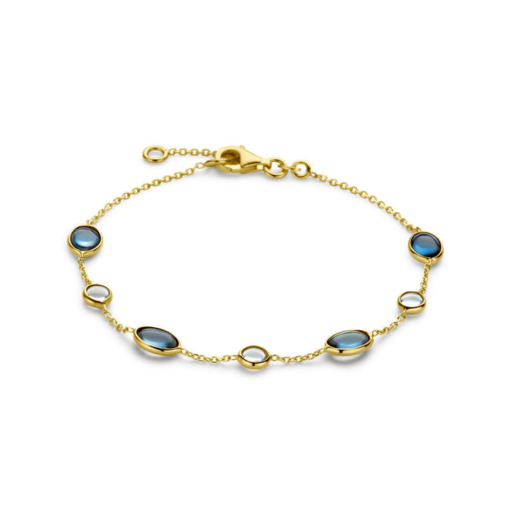 Goldarmband Damen London Blau und Blautopas 14K