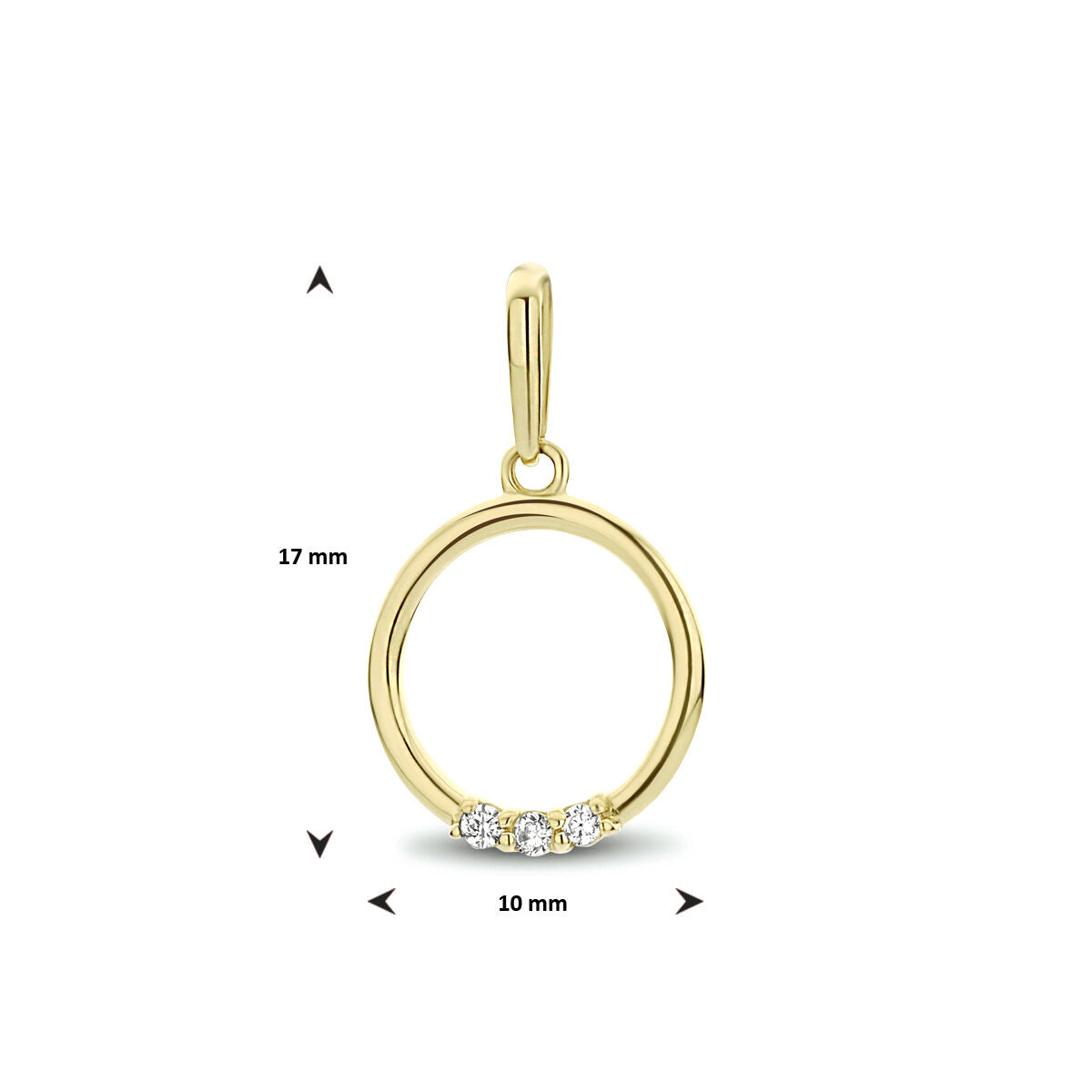 Anhänger runder Zirkonia 14K Gelbgold