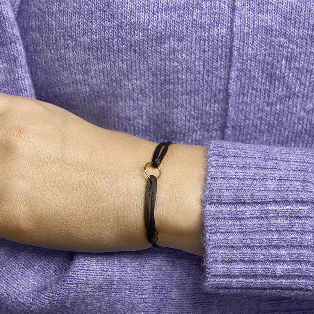 Armband satiniert rund 14K Gold mit Kautschuk/Nylon/Leder