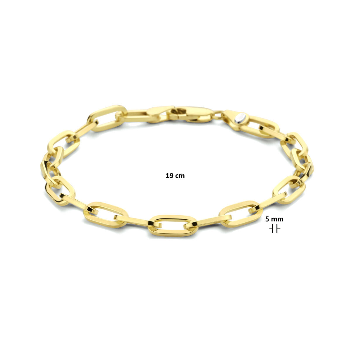 Armband Büroklammer flach massiv 5,0 mm 19 cm Zilgold (Gelbgold mit Silberkern)