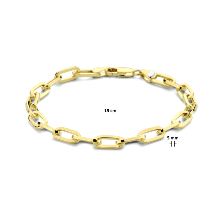 Armband Büroklammer flach massiv 5,0 mm 19 cm Zilgold (Gelbgold mit Silberkern)