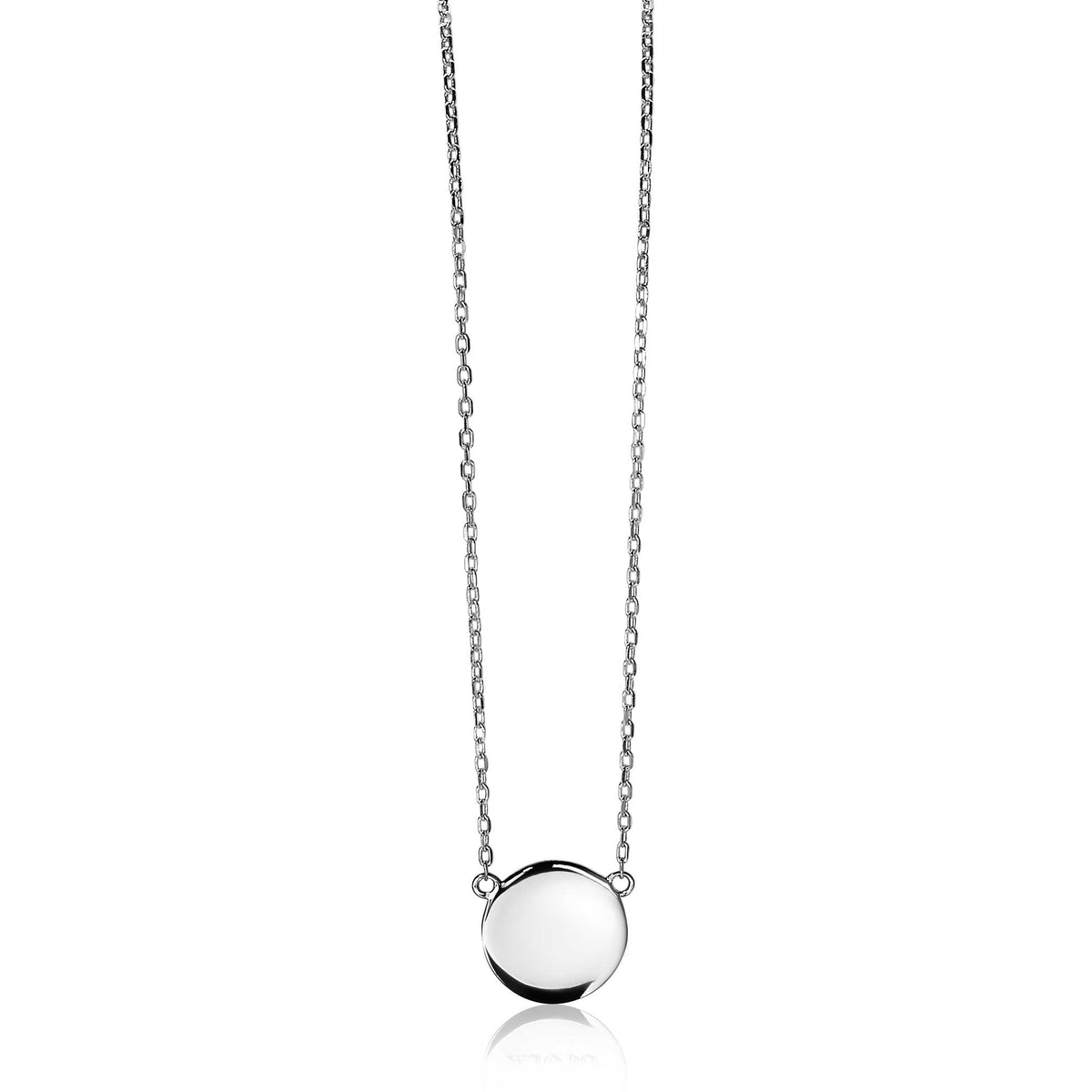 Kette aus Silber mit runder, glatter Anhänger und feiner Gliederkette