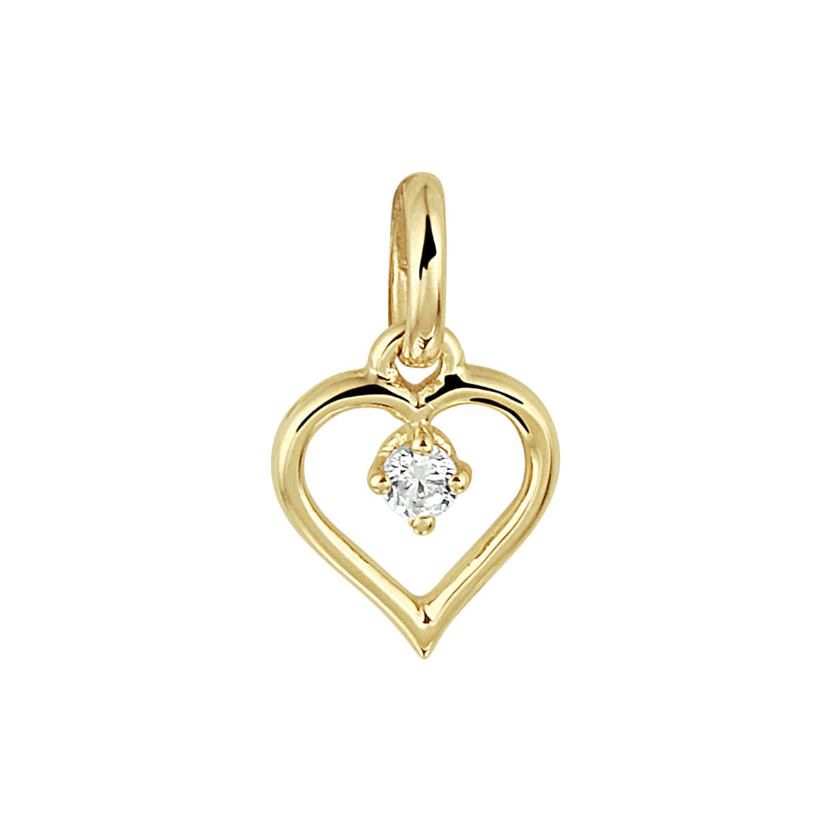 Hänger in Herzform aus 14K Gelbgold mit einem Zirkonia in der Mitte
