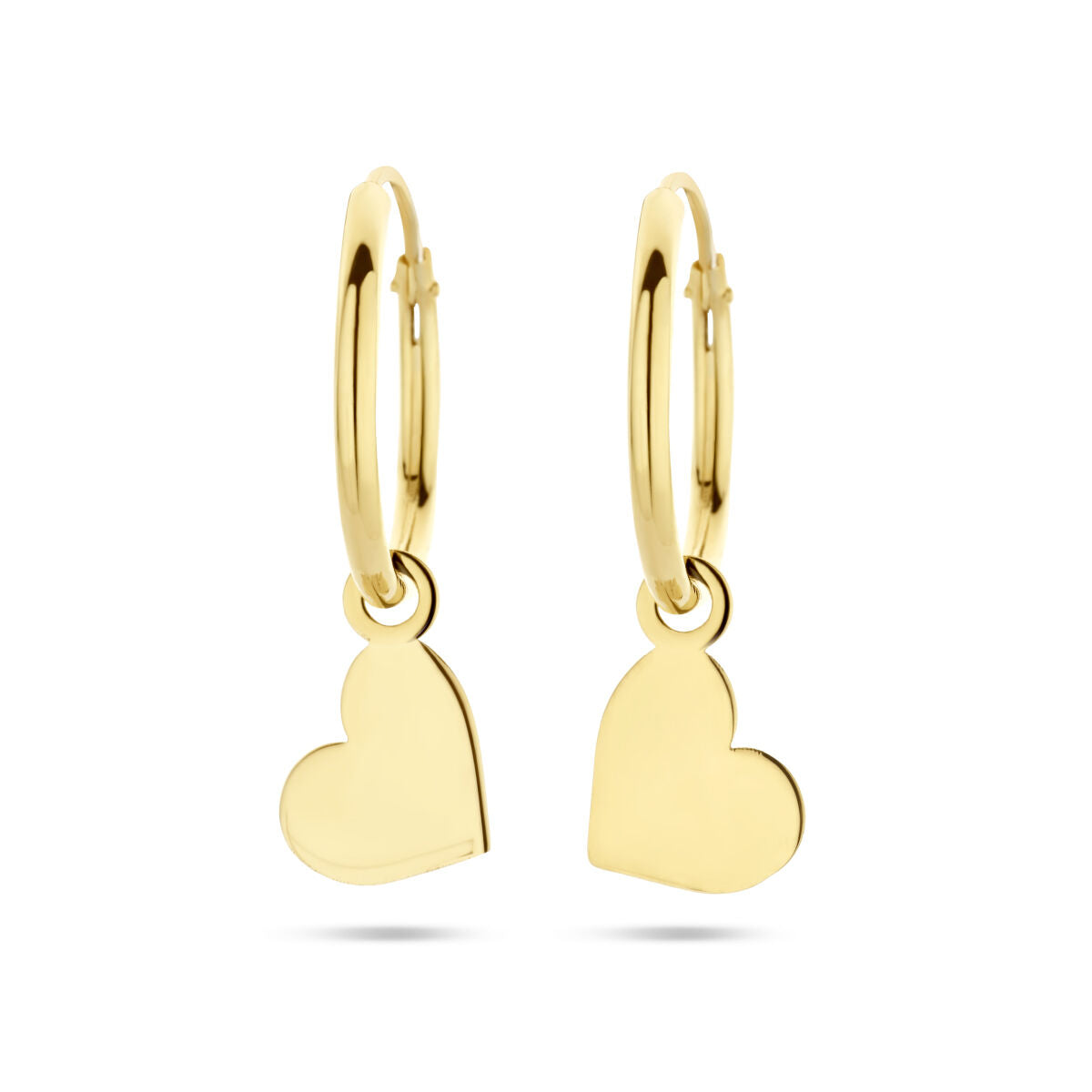 Klapp-Ohrringe aus 14K Gelbgold mit herzförmigen Anhängern