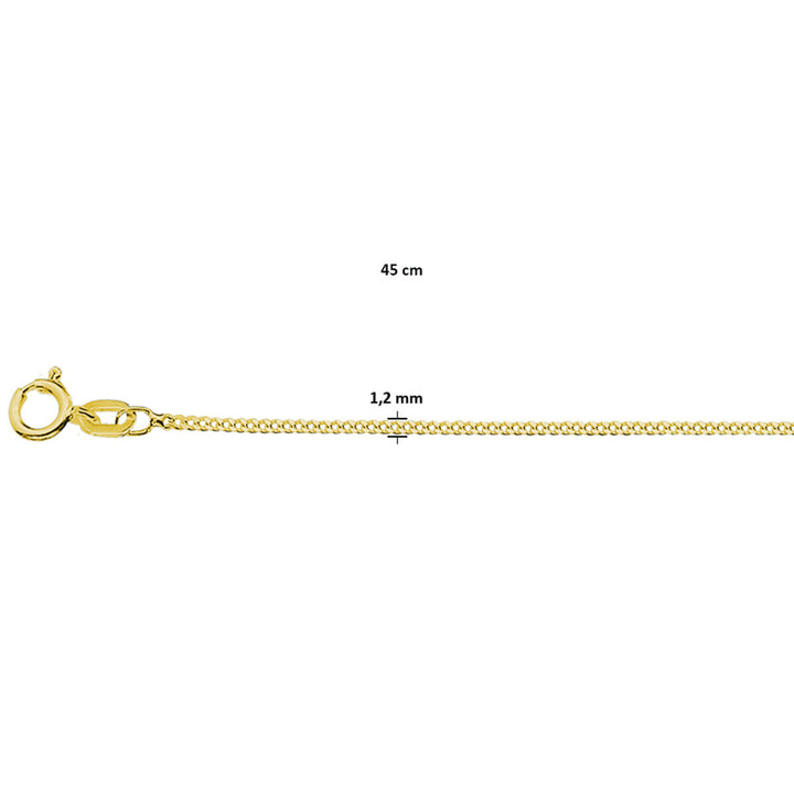 Halskette Gourmette 4-seitiger Schliff 1,2 mm 3 Mikron Silber vergoldet (gelb)