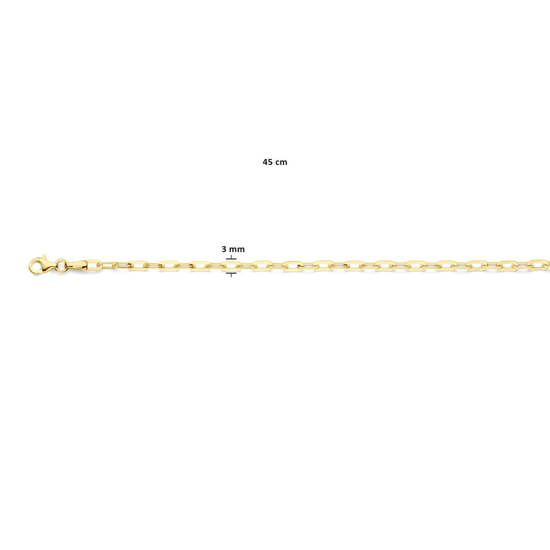 Van der Kooij Collection – Halskette Büroklammer 3 mm 45 cm 14 K Gelbgold