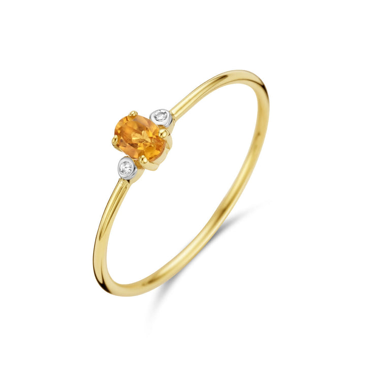 Ring Trilogie Citrin und Diamant 0,006 ct h p1 14 K Gelbgold