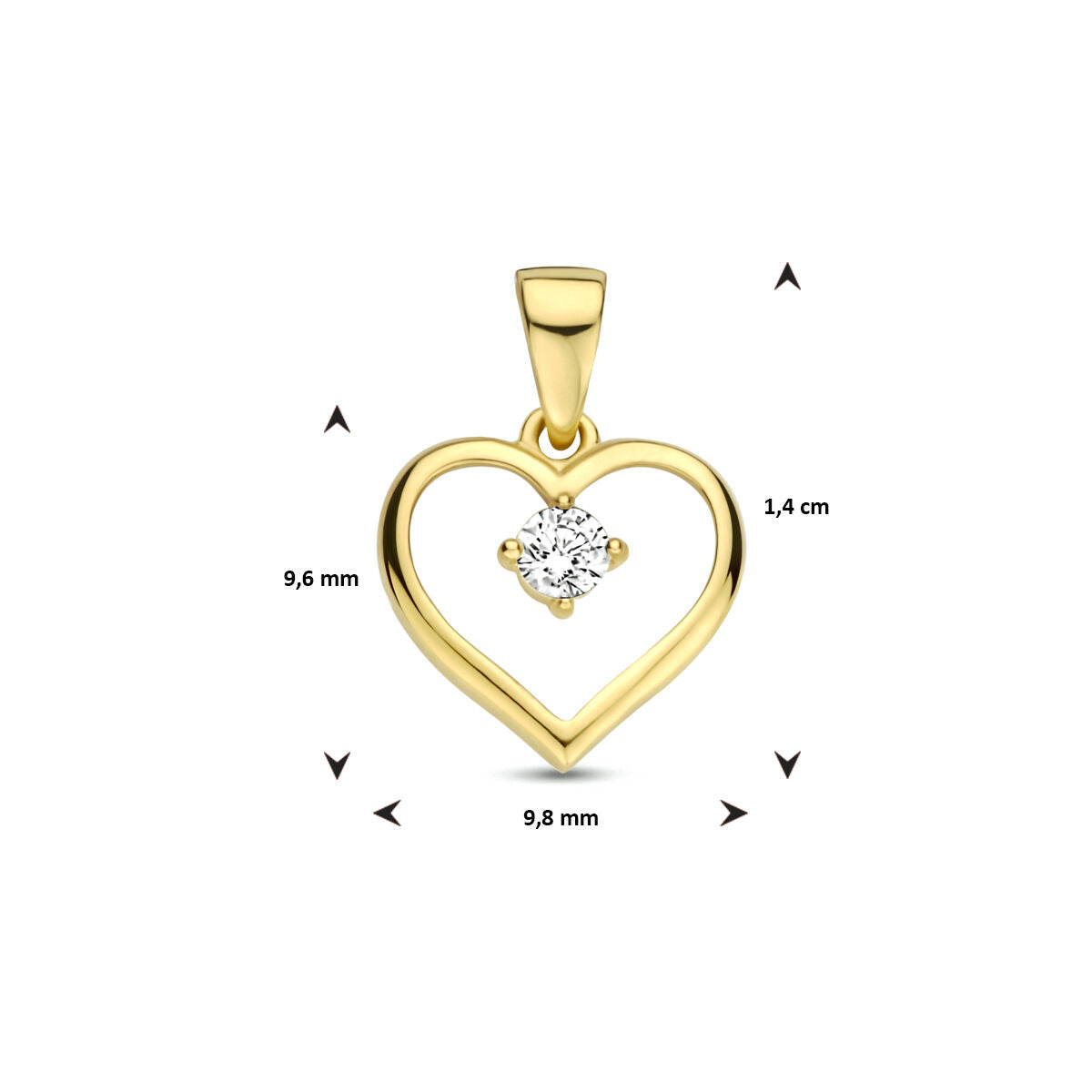 Anhänger Herz Zirkonia 14K Gelbgold