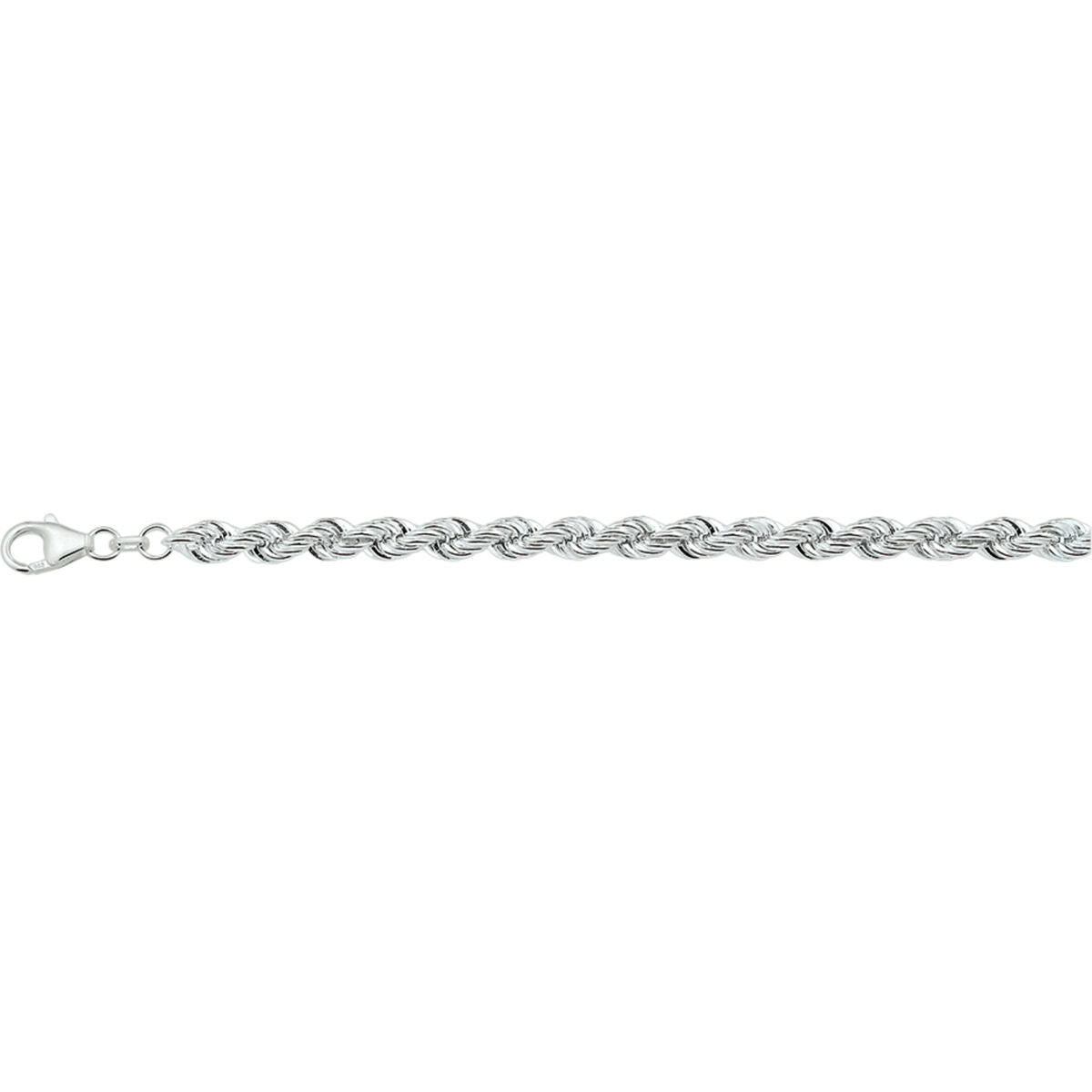 Armband aus rhodiniertem Silber mit massiven, geflochtenen Gliedern, 5,5 mm breit und 19 cm lang