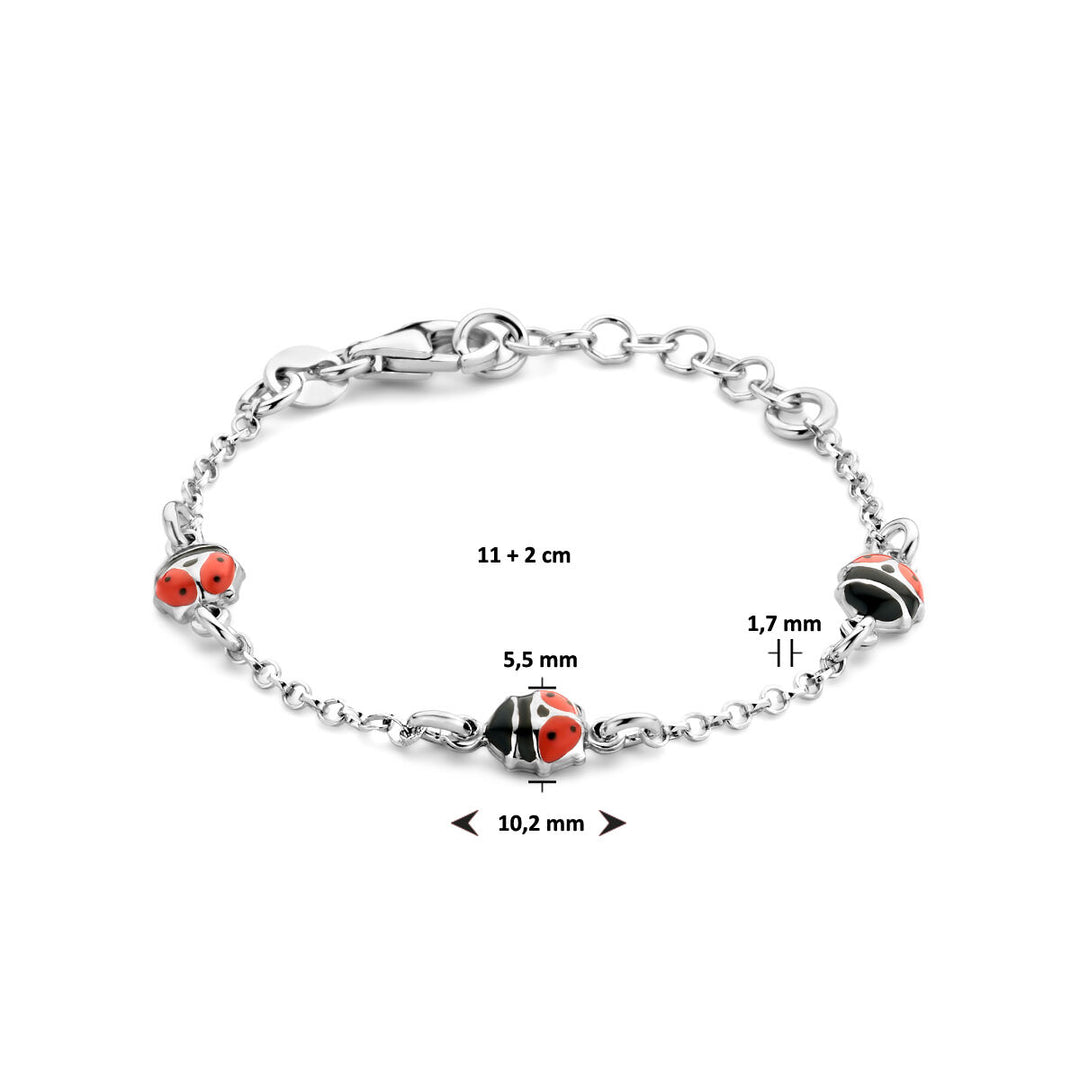 Armband Marienkäfer 11 + 2 cm Silber rhodiniert