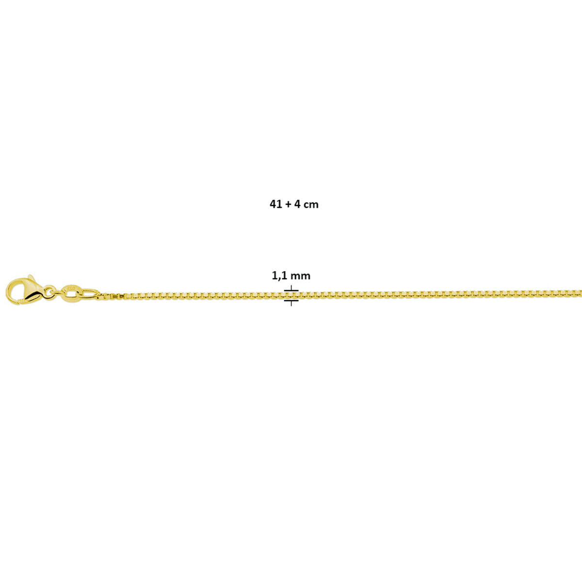 Halskette Venezianer 1,1 mm 41 + 4 cm 3 Mikron Silber vergoldet (gelb)