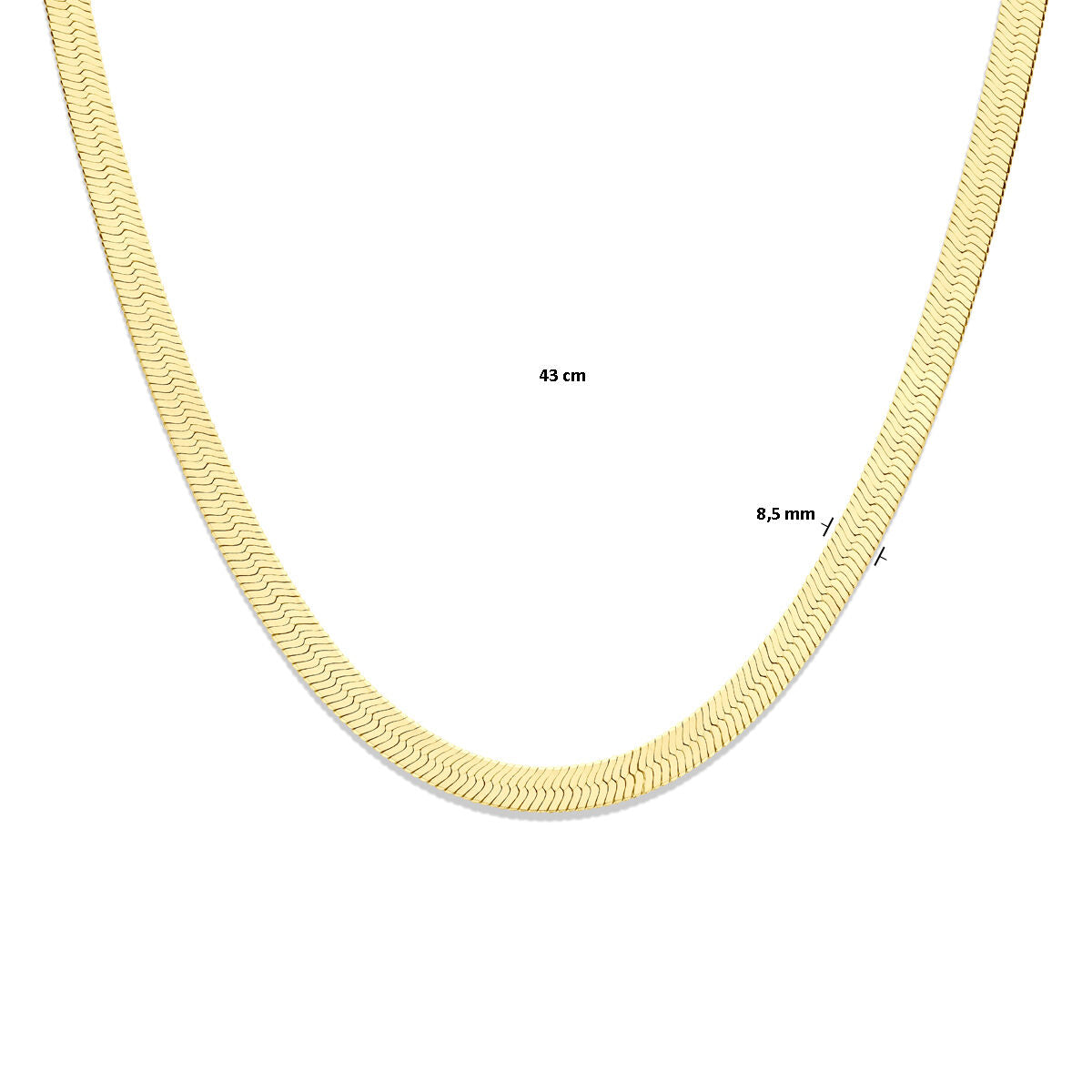 Schlangenkette flach 8,5 mm 43 cm 3 Mikron vergoldet (gelb)