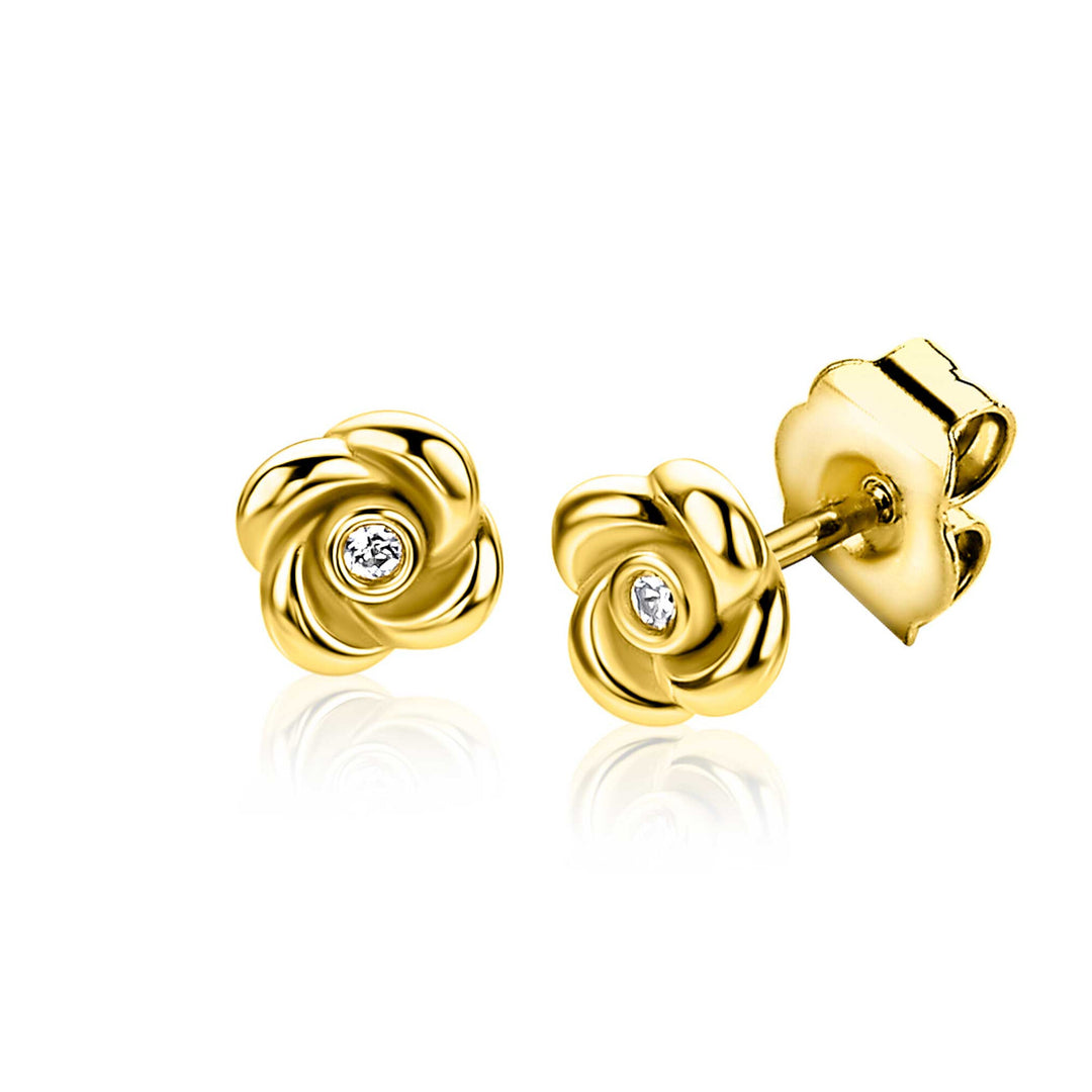 ZINZI gold plated zilveren oorstekers met een roosje (6mm), ZIO2872Y