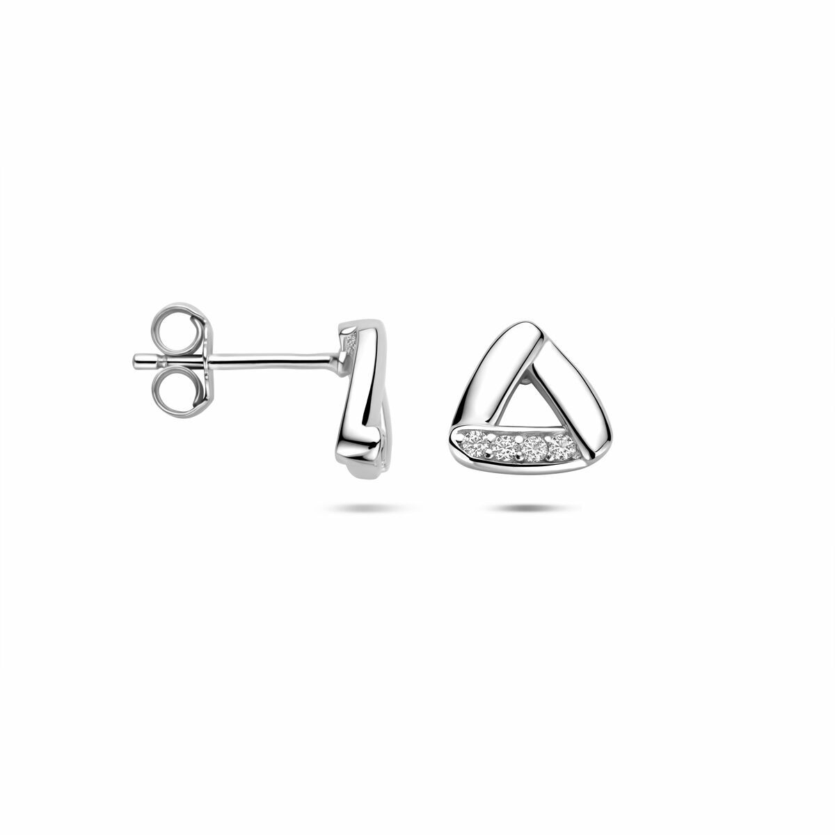 Ohrstecker aus Silber mit Zirkonia – rhodiniertes 925er Silber