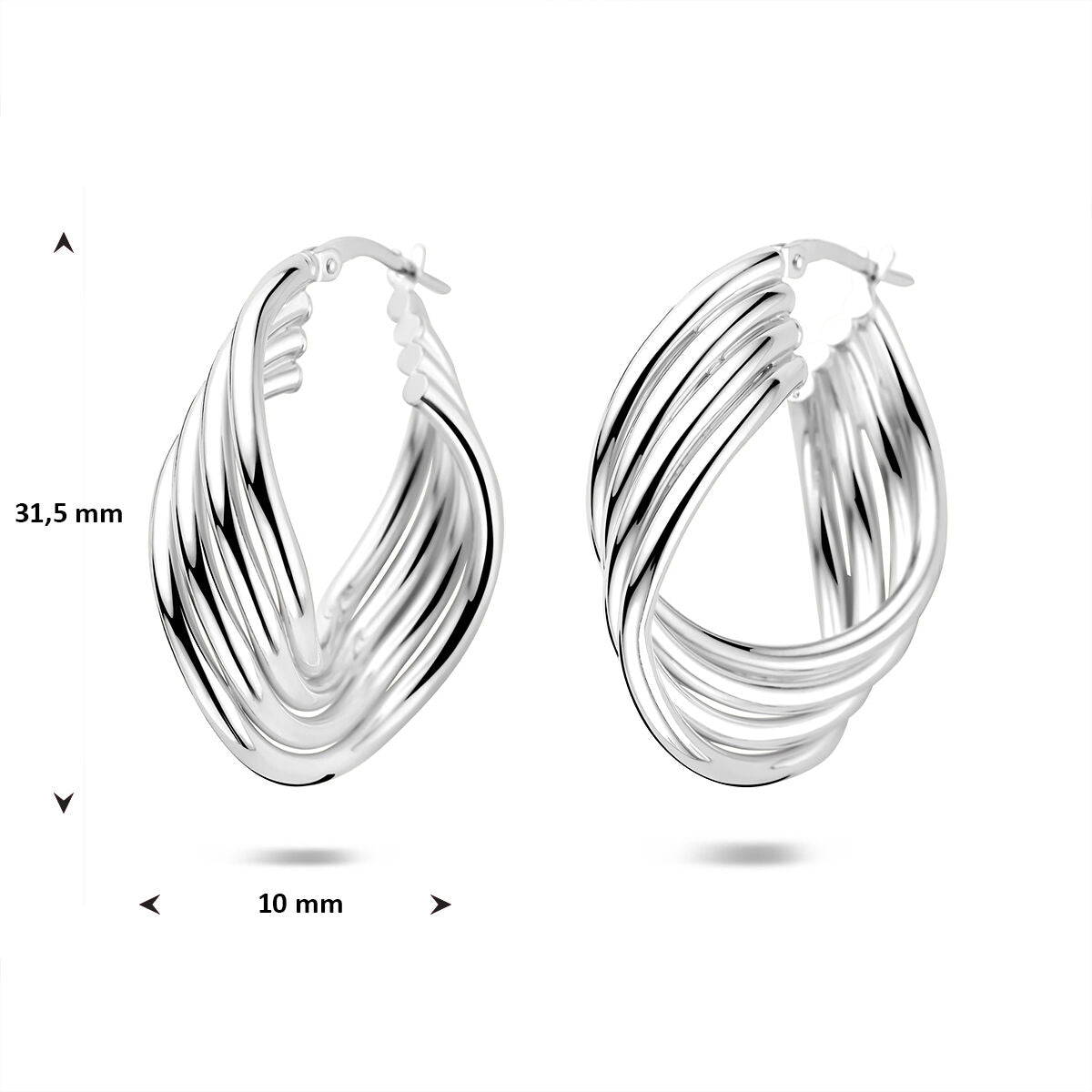 Rhodinierte Damen-Ohrringe aus Silber – 31,5 mm